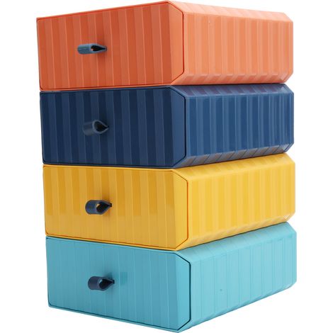 Ensemble de 4 tiroirs de rangement empilables en plastique pour bureau à domicile ou bureau à la maison (1/5)