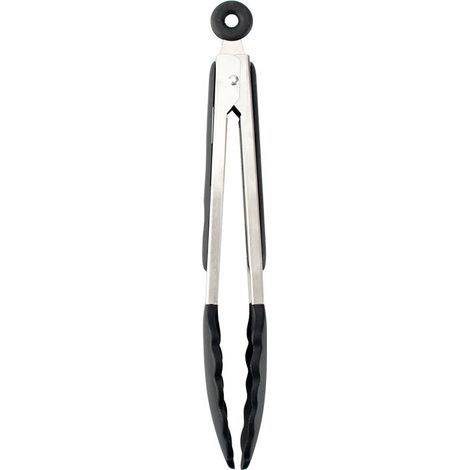 royaluxe - Pinces 22cm avec embouts en silicone - Pince cuisine inox et silicone antidérapant - Inox, Silicone thermorésistant, Noir， (1/5)