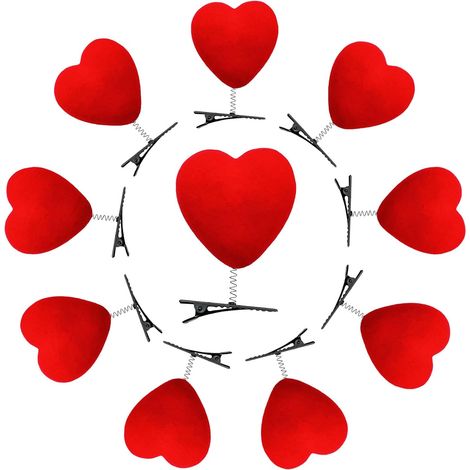 10 Pièces Pince à Cheveux Coeur Rouge, Pinces à Cheveux Saint Valentin Coeur Amour, Barrette Cheveux Coeur, Épingles à Cheveux Coeur pour Fille Femme, Pince Cheveux Coeur pour Saint Valentin Mariage (1/5)