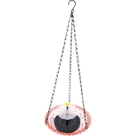 Fontaine de bain d'oiseaux suspendue à énergie solaire, pour jardin extérieur rose (1/5)