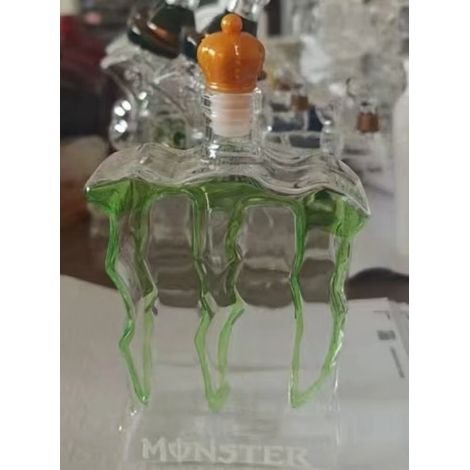 (A) Carafe en verre unique en forme de patte de monstre avec bouchon couronne, bouteille de whisky transparente idéale pour un bar à domicile, distributeur de spiritueux décoratif (1/5)