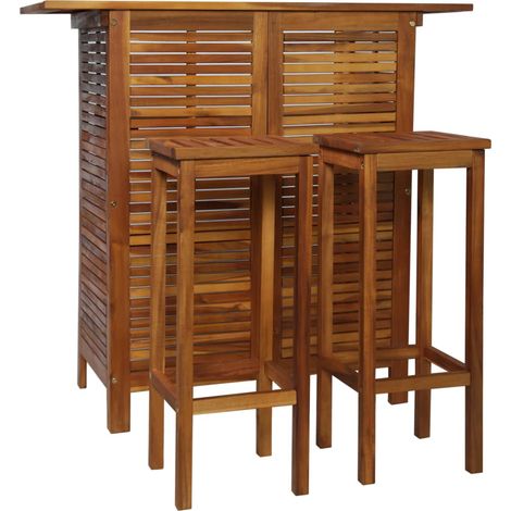Table et chaises de bar 3 pcs Bois d'acacia massif (1/5)