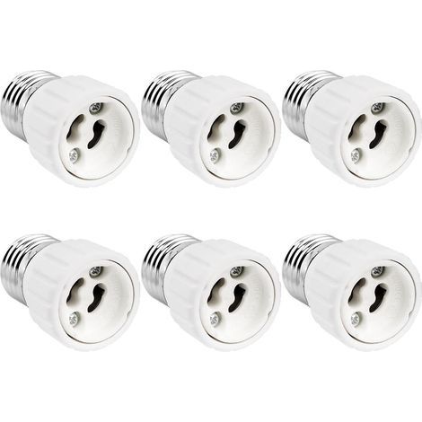 E27-auf-GU10-Adapter. 0–250 V. Max. 200 W. E27-auf-GU10-Sockeladapter für LED-, Halogen- und Energiesparlampen. Keramikadapter. 6er-Pack – RW Lampensockeladapter (1/5)