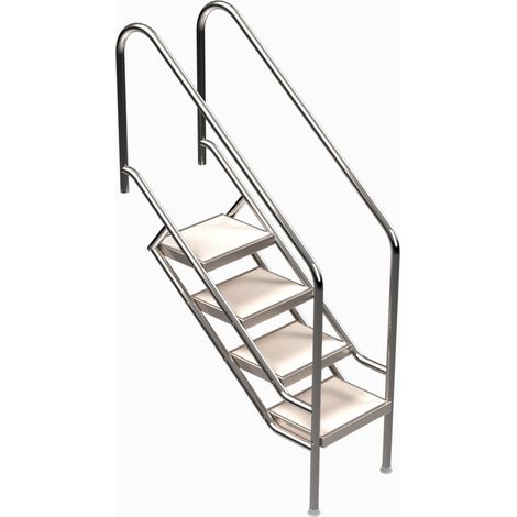 Eichenwald Pooltreppe Modell 08.1 Miami Beckentiefe 1199mm Ausladung 1088mm 4 Edelstahl Waffelblech-Stufen
