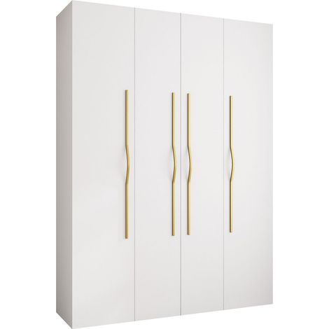 Armario Hartford 564, Blanco, 246x180x42cm, Puertas de armario: Con bisagras, Número de estantes: 16 (1/5)