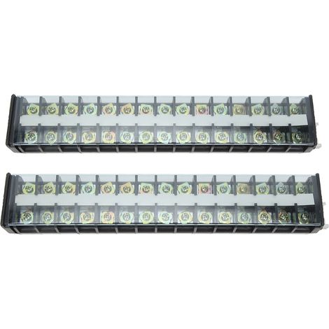 Barre de jonction 60A 660V à double rangée 15 positions, bornier à vis pour distribution électrique pont et tunnel, lot de 2 (1/5)