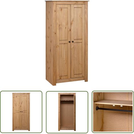 The Living Store Garde-robe 80x50x171,5 cm Pin massif Assortiment Panama - Armoire - Meuble Rangement - Placard - Dressing - Commode (1/5)