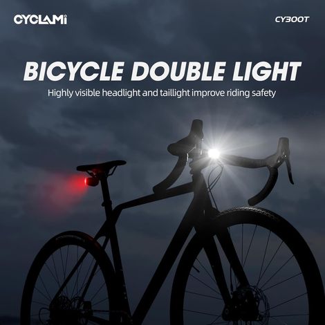 Éclairage vélo avant et arrière, éclairage intelligent, feu arrière vélo avec capteur de freinage 11+20 modes, kit d'éclairage vélo rechargeable USB, étanche IP6, accessoires de sécurité vélo (1/4)