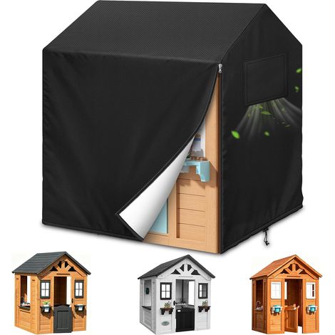 Bache Cabane Enfant, Housse Cabane pour Théâtre en Bois pour Enfants 600D Imperméable Au Vent Résistant Aux UV Bache pour Maison Enfant (L145xW145xH160cm) (1/5)