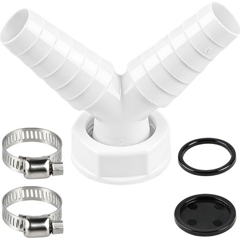 Adaptateur Double Évacuation Machine à Laver et Lave-Vaisselle, Raccord en Y Universel pour Tuyau de Vidange 19-24mm, Connecteur Étanche avec Clapets Anti-Retour et Joints, Installation Facile