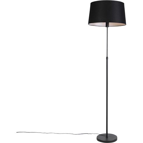 Stehlampe schwarz mit schwarzem Leinenschirm 45cm verstellbar - Parte