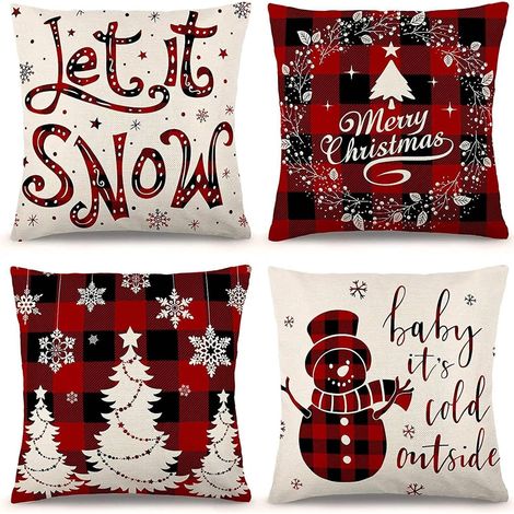 4er-Set Weihnachtskissenbezüge, Weihnachtsdekoration, für den Innenbereich, Sofa, Wohnzimmer, Schlafzimmer, 45 x 45 cm (1/5)