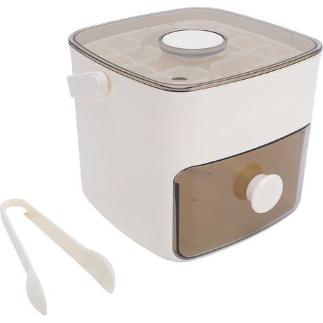 Bac à glaçons à 2 niveaux avec grand bac, couvercle transparent hermétique, pince, démoulage facile, empilable, pour congélateur. (1/5)