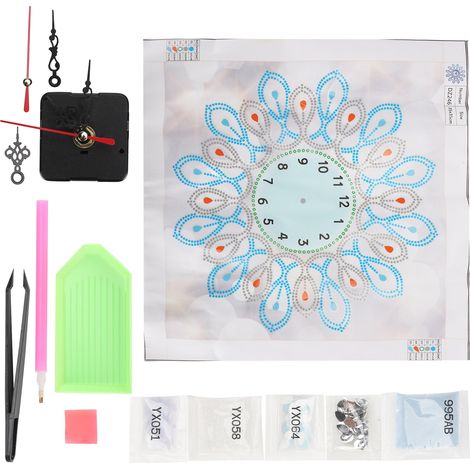 Kit de peinture diamant pour horloge silencieuse à suspendre soi-même, décoration murale pour salon DZ246 (1/5)