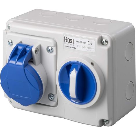 Presa interbloccata orizzontale con sezionatore, con fondo, 230V, 3 poli, 32A, IP54 - Rosi 14.3234B6 (1/2)
