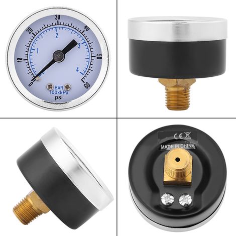 TS-Z51 Manometer 0-60 psi / 0-4 bar, 1/8 NPT-Gewinde (1/5)