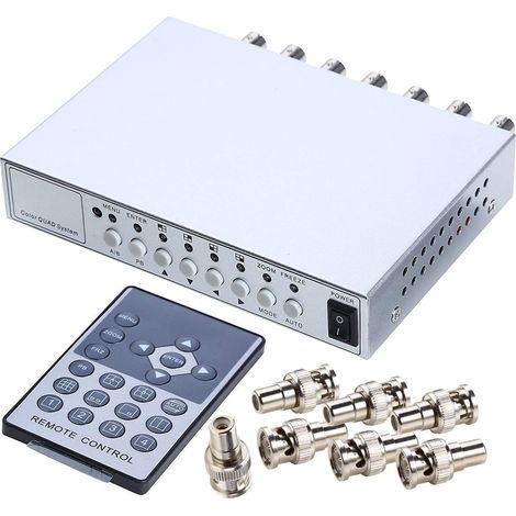4 canaux Couleur Quad système séparateur vidéo CCTV DVR caméra processeur télécommande avec 7 Adaptateur BNC (1/5)