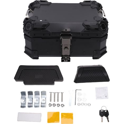 Boîte arrière de moto, capacité de 28l, étanche, coffre de moto, fixation rétractable et mécanisme d'attache de sécurité avec serrure pour le cyclisme (1/5)