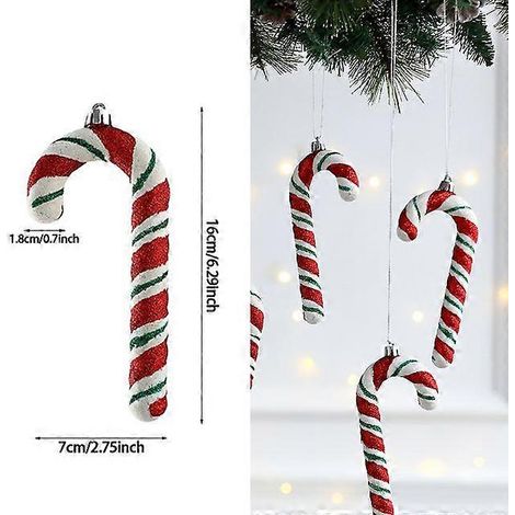 1 boule de Noël suspendue, rouge et blanche, en forme de canne à sucre, pour la maison, les fêtes et le sapin de Noël. Décorations pour Noël et le Nouvel An. (1/5)