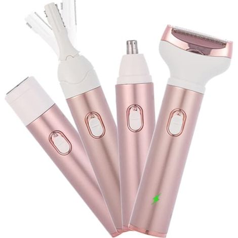 Rasoir électrique 4 en 1 pour femmes, utilisable sur peau sèche ou humide, épilateur indolore, USB, étancheryy-AquaForge (1/5)