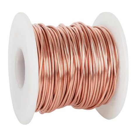 Fil de Cuivre pur - Diamètre 0,5/0,8/1/1,5/2/2,5/3 mm - Fil de cuivre T2 nu - 500 g - Pour le jardinage, câble en cuivre pur pour l'électrotechnique et l'artisanat (1,5mm-31m) (1/5)