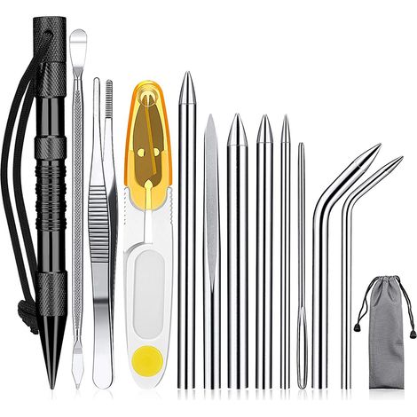 Kit De Tressage Paracord - 12 Pièces Avec Pointe De Marlin En Alliage D'aluminium Et Aiguilles En Acier Inoxydable - Pour Bracelets Et Créations DIY (1/5)