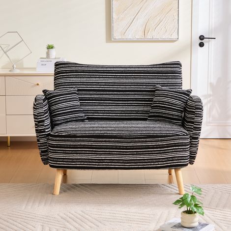 Sofá de 2 plazas moderno con asiento profundo, cómodos reposabrazos con cojines y bolsillo portaobjetos, ideal para espacios reducidos (1/5)