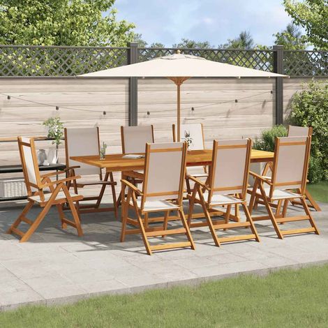 Ensemble à manger de jardin 9 pcs-Salon de jardin bois d'acacia solide textilène 776725 (1/5)