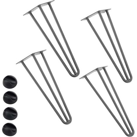 4x Gambe Piedi Tavolo Tavolino Panca Sedia 45cm Metallo Design Moderno Grigio (1/5)