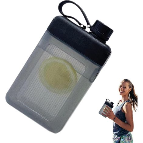 Bouteille d'eau plate pour sac à main,Bouteille d'eau plate de voyage de 450 ml de voyage et de poche, compagnon de gym simple, rectangulaire et adapté au sac à mai (1/5)