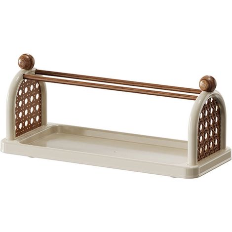 Étagère de rangement à plusieurs niveaux style vintage avec porte tasses pour café épices et cosmétiques couleur blanche (1/5)