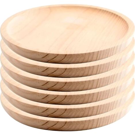 Planche à Servir en Bois - Lot de 6 - Pin Naturel - Ø 28 cm - Pour Fromage et Poulpe (1/5)