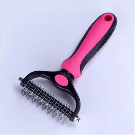 (Grande taglia rosso rosa) 1 pezzo Pettine annodato per animali domestici, pettine annodato a doppia faccia per rimuovere peli sciolti e spezzati, pettine per cani, coltello annodato doppio (1/3)
