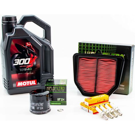 Kit Révision Filtres Bougies pour YAMAHA FAZER FZ8 N de 2011 à 2015 - MOTUL 300V ROAD RACING 10W40 4L