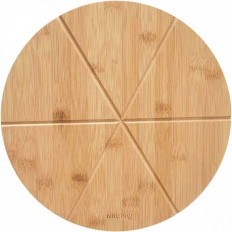 Planche À Pizza - Bambou Naturel - 35 cm - Rainures Pour Découpe En 6 Parts - 1 Pièce