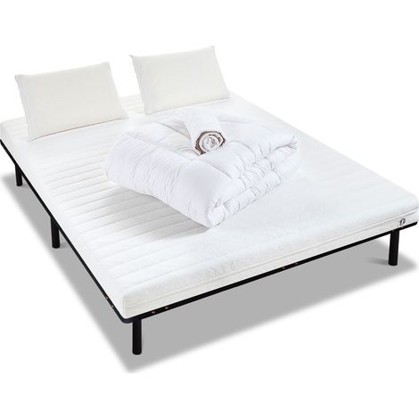 OLYMPE LITERIE Pack Prêt à dormir EGIO 140x200 cm Matelas Latex Like + Sommier Métal + Accessoires (1/5)