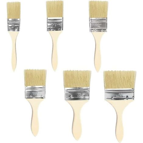 Pinceau de Peinture 6 Pièces Pinceaux Peinture Pinceau Vernis Bois avec Manche en Bois Pinceaux à Poils Plats pour la Peinture sur Ecailles Teintures Vernis Colles(1"、1.5"、2"、2.5"、3"、4") (1/4)