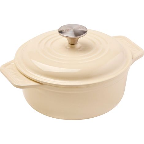 Victoria 30810 Horno Holandés Olla Inducción Hierro Fundido Esmaltado 20cm, Cocotte 1,9L, sin PTFE ni PFOA  Blanco (1/5)