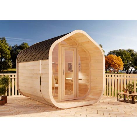 Abri de jardin ScandiCube Wave Comfort Naturel , 42 mm Épaisseur paroi 234 x 286 cm (1/3)