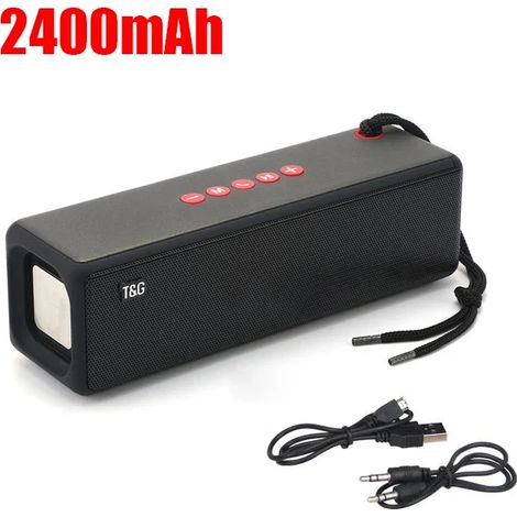Enceinte Bluetooth portable 10 W (noire), avec port USB, entrée auxiliaire, lecteur de carte TF, radio FM et caisson de basses haute puissance. (1/5)