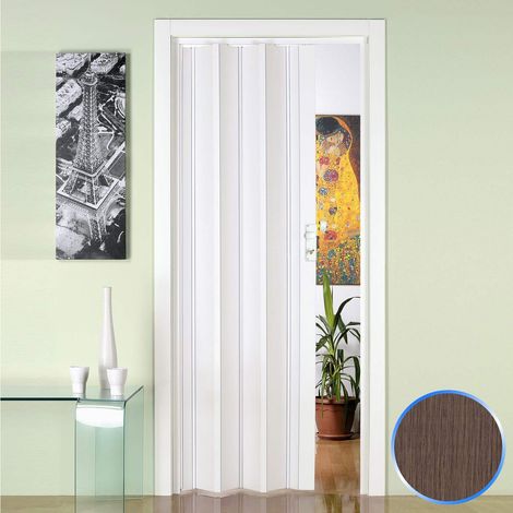 Porte pliante accordéon intérieur en pvc 88,5x214 cm mod. Luciana couleur chêne tourterelle