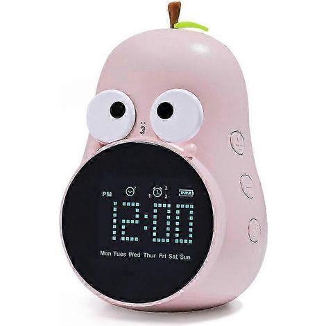 Réveil pour enfants, design mignon en forme de poire, fonction snooze, triple alarme, 5 sonneries - réveil numérique (1/5)
