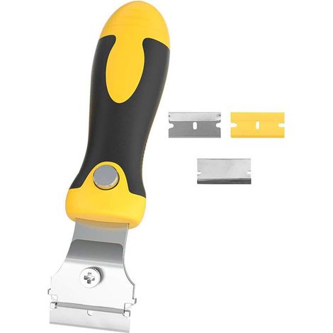 Grattoir réglable enlever colle carellage avec 4 lames de rechange Métallique + microfibre,Vitres/Miroir/Sol Nettoyage/grattoir vitre rétractable outillage à main