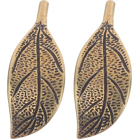 Poignée de porte en laiton doré forme feuille, 2 pièces (1/5)