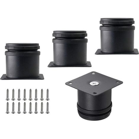 Pieds de meubles en acier inoxydable - noir - avec vis - réglables en hauteur - facile à monter - adaptés aux chaises, tables, armoires - 4 pièces (1/5)