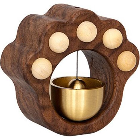 [sonnette d'attache] sonnette porte en bois motif empreinte de chat Paw 3 avec carillon 1pcs cloche vent rappel fermeture porte (1/4)