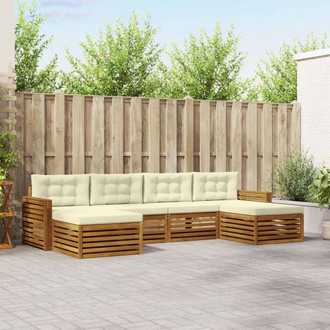 Teenpull – Outdoor-Sofagarnitur 6 Stk. Natur und Creme Massivholz Akazie (1/5)