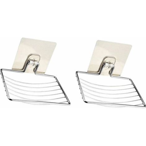 2 Pièces Porte Savon,Porte Savon Mural Acier Inoxydable,Porte Savon Auto Adhésif,Convient pour Douche Cuisine Cuisine (Aucun Forage Requis) (1/5)