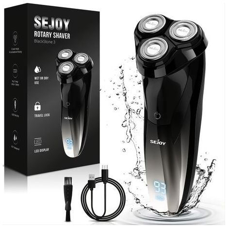 Sejoy wiederaufladbarer Elektrorasierer für Herren mit Rotationsklinge und Schnellladefunktion (1/5)