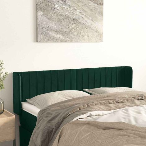 vidaXL Cabecero de terciopelo verde oscuro 147x16x78/88 cm (1/5)